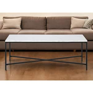 47.63 in. Black Rectangle Wood Coffee Table