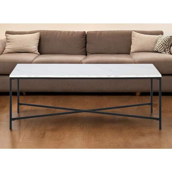 HomeRoots 47.63 in. Black Rectangle Wood Coffee Table