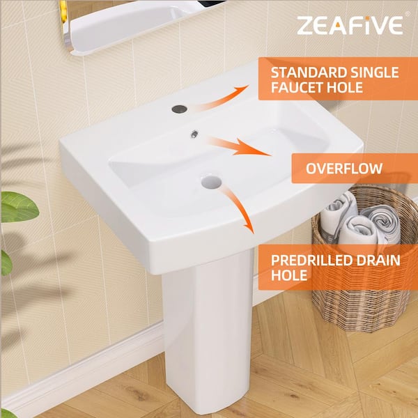 Zeafive 22 in. W x 17 in. D Pedestal Sink Basin Combo in
