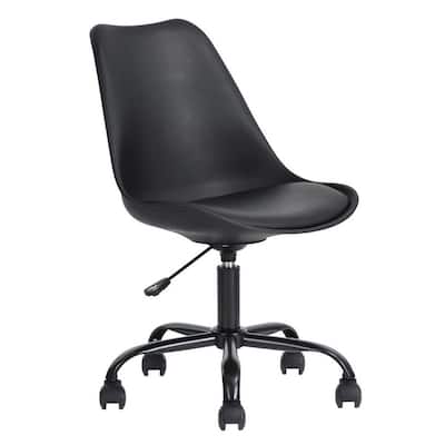 18.7 in. Width Standard Black Faux Leather Task Chair with Adjustable Height