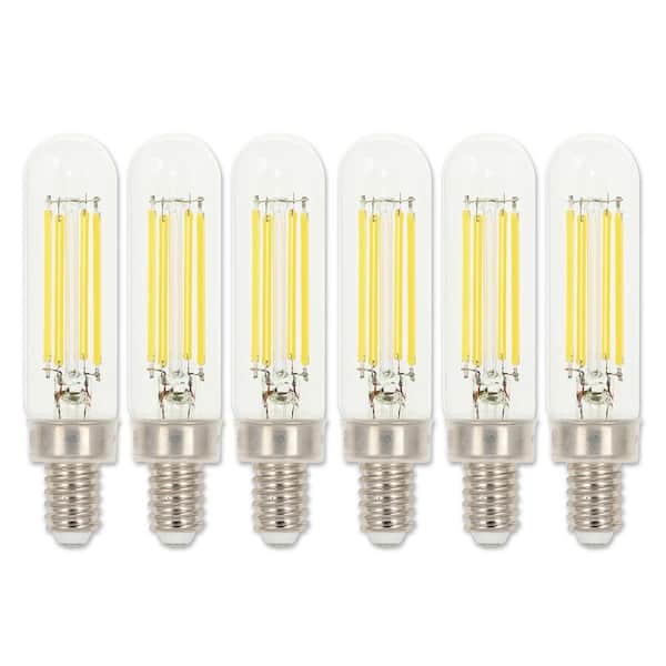 60-Watt Equivalent T6 Dimmable Clear E12 Edison Filament LED Light Bulb 2700K (6-Pack)