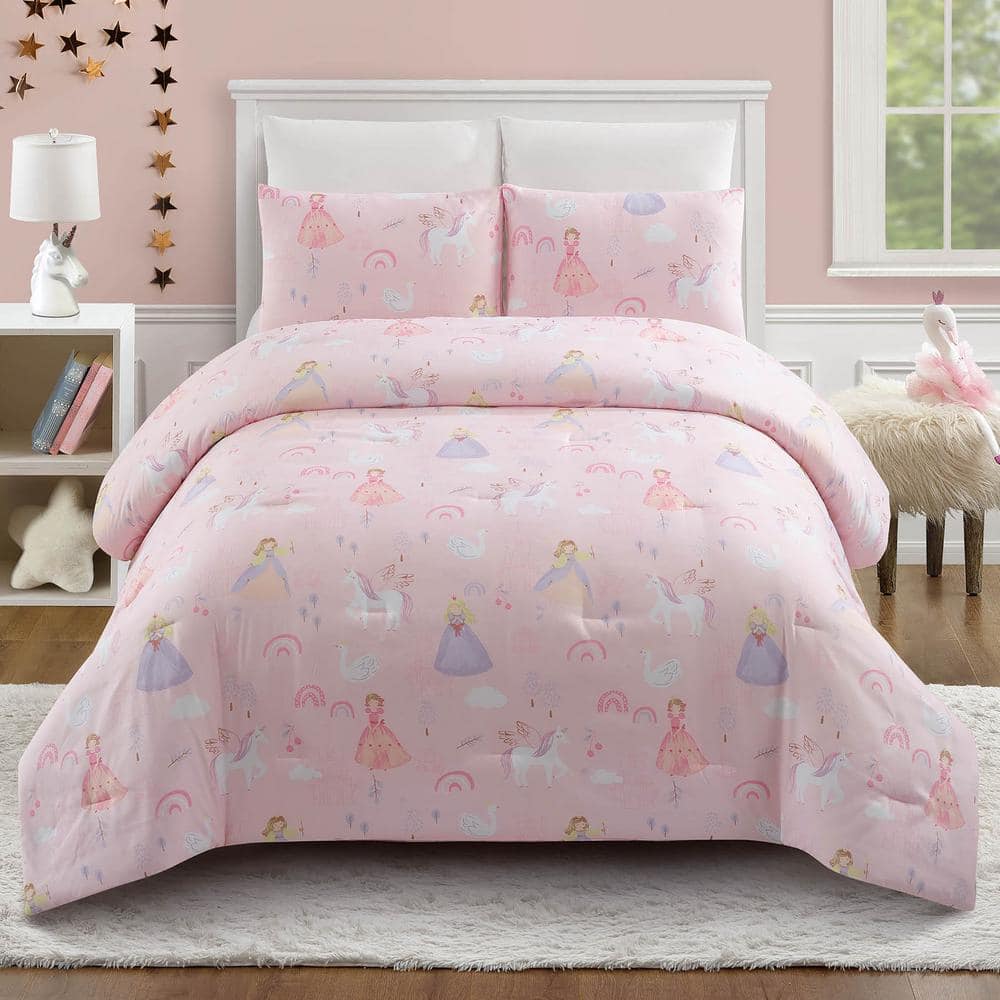 Fairytale Princess Pink Microfiber Full Comforter Set