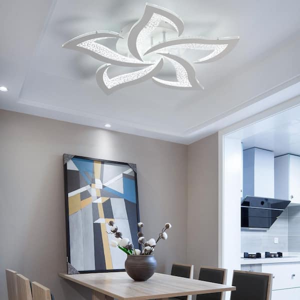 Genoci 23.6 in. 48-Watt Modern Flower White Dimmable Integrated