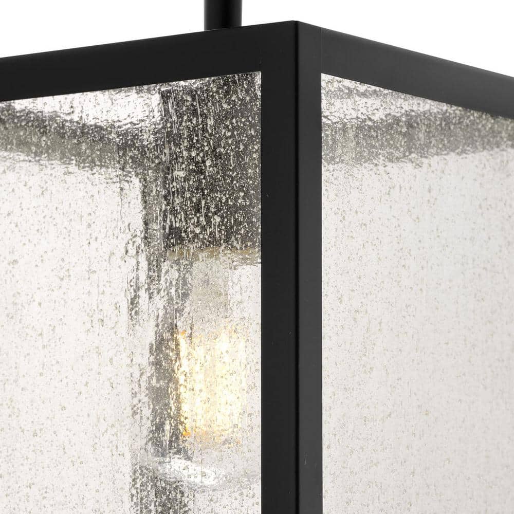 Matte Black Glass Outdoor Semi Flush Mount Light