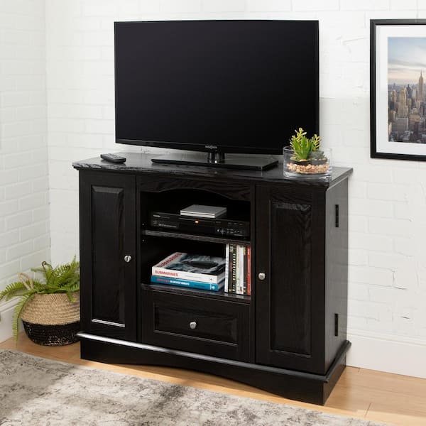 Walker Edison Furniture Company Laguna 42 in. Black Composite TV Stand 48 in. with Doors