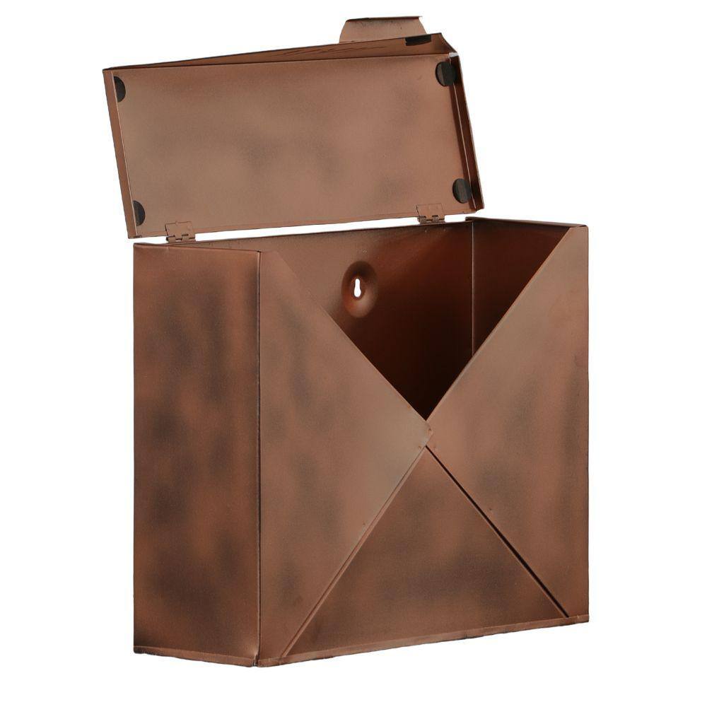 Copper Finish Envelope Shaped Wall Mount Mailbox
