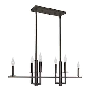 Mila 60-Watt 6-Light Oil-rubbed Bronze Modern Island Light Pendant Light with Oil Rubbed Bronze Shade, No Bulb Included