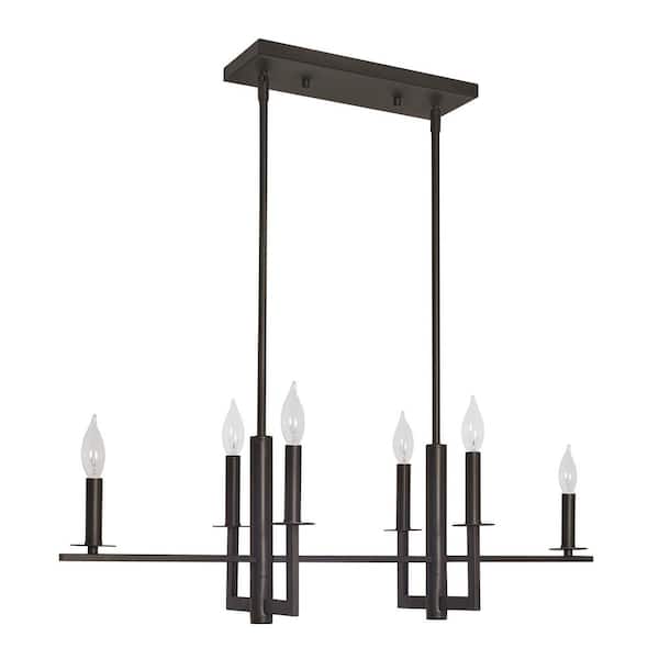 Kira Home Mila 60-Watt 6-Light Oil-rubbed Bronze Modern Island Light Pendant Light with Oil Rubbed Bronze Shade, No Bulb Included