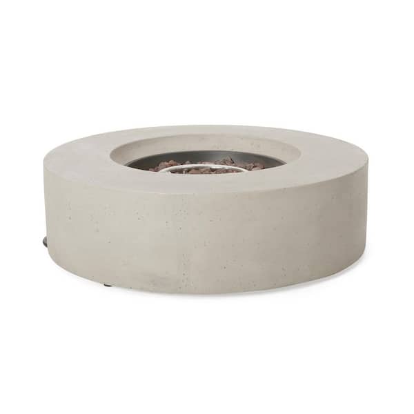 Light Gray Outdoor 50000 BTU Round Concrete Propane Fire Pit