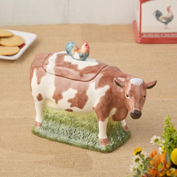 Certified International 2 Piece Vintage Farm 3-D Cow Cookie Jar