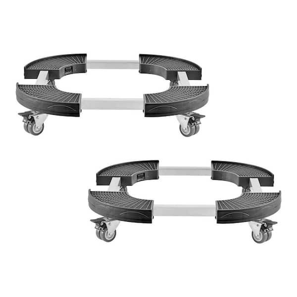 Trash Can Dolly with 4 Lockable Wheels,440lb.Weight Capacity, 2 Packs Trash Can Roller Base, 15-22.8in Adjustable,Black