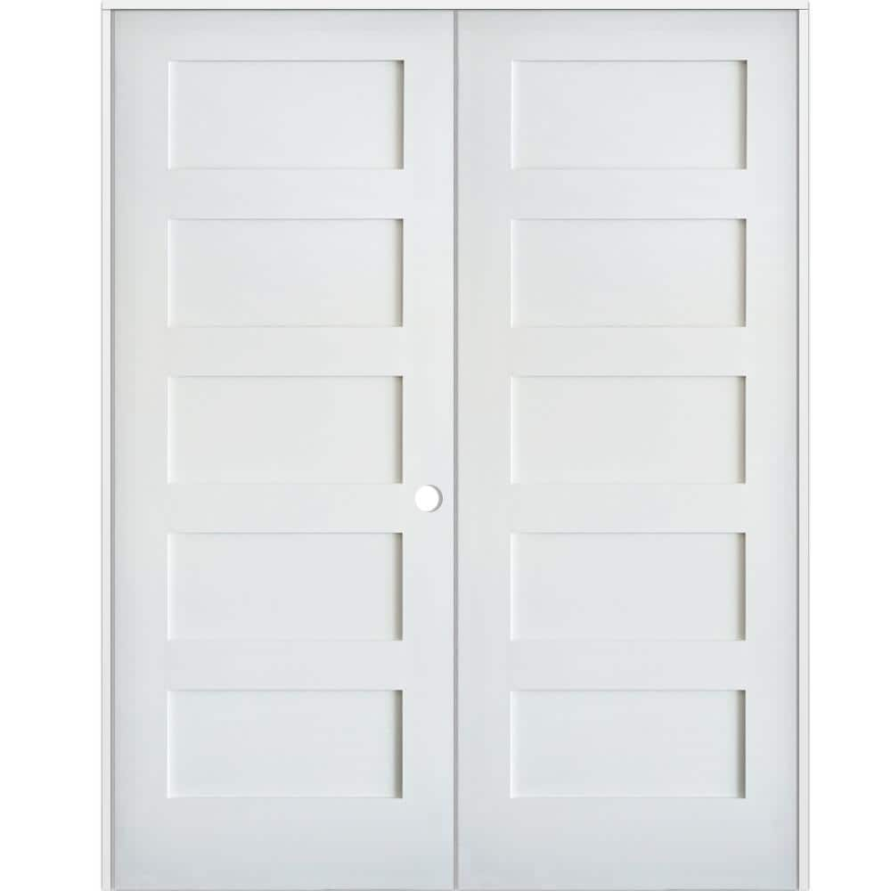 Krosswood Doors 60 in. x 80 in. Craftsman Primed Left-Handed Wood MDF ...