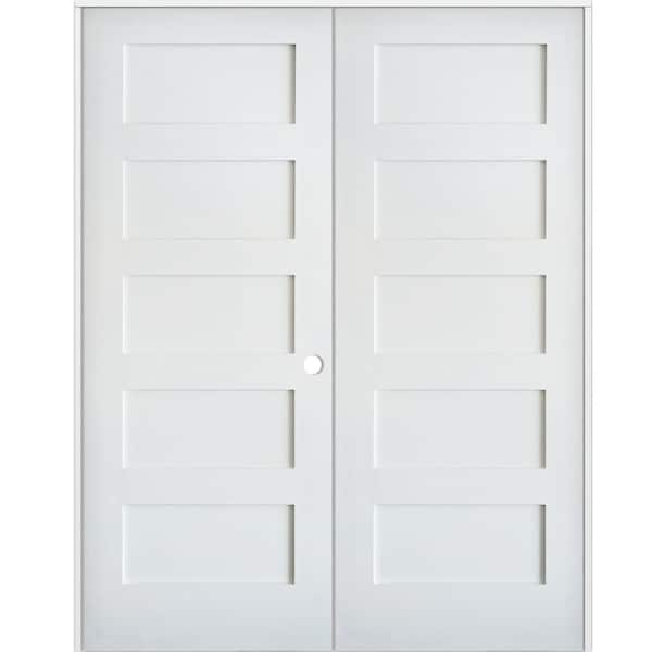 Krosswood Doors 60 in. x 80 in. Craftsman Primed Left-Handed Wood MDF ...