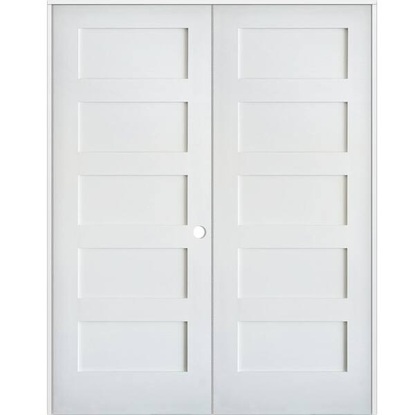Krosswood Doors 60 in. x 80 in. Craftsman Solid Hybrid Core Double ...