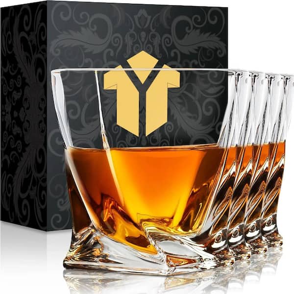 PRIMEPLUS Old Fashioned Glasses 10 oz. Whiskey Rocks Glasses Set of 4 For Bourbon, Scotch, Rum glasses for Men Women