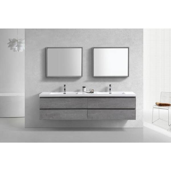 Bohemia 83 In W Bath Vanity Cement Gray With Reinforced Acrylic Top White Basins Mob84d Cg The Home Depot - 83 Bathroom Vanity Top Bohemia 83 In W Bath Vanity Cement Gray With Reinforced Acrylic Top White Basins Mob84d Cg The Home Depot - 83 Bathroom Vanity Top