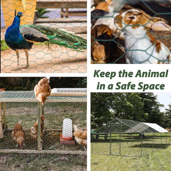 3.6 ft. W x 157.48 ft. L Green Chicken Wire Fencing Galvanized Hexagonal Floral Fence Poultry Netting For Garden&Plant
