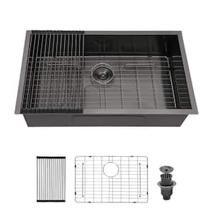 椀 Xzkai 33 in. Undermount Single Bowls Stainless Steel Kitchen