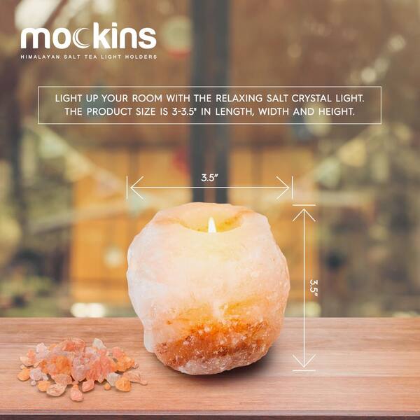 Details about   Mockins 2.5 lbs 2 Pack Natural Himalayan Salt Tea Light Candles Holders 