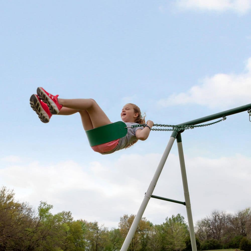 Big Brutus Heavy-Duty Metal A-Frame Swing Set with Trapeze Bar