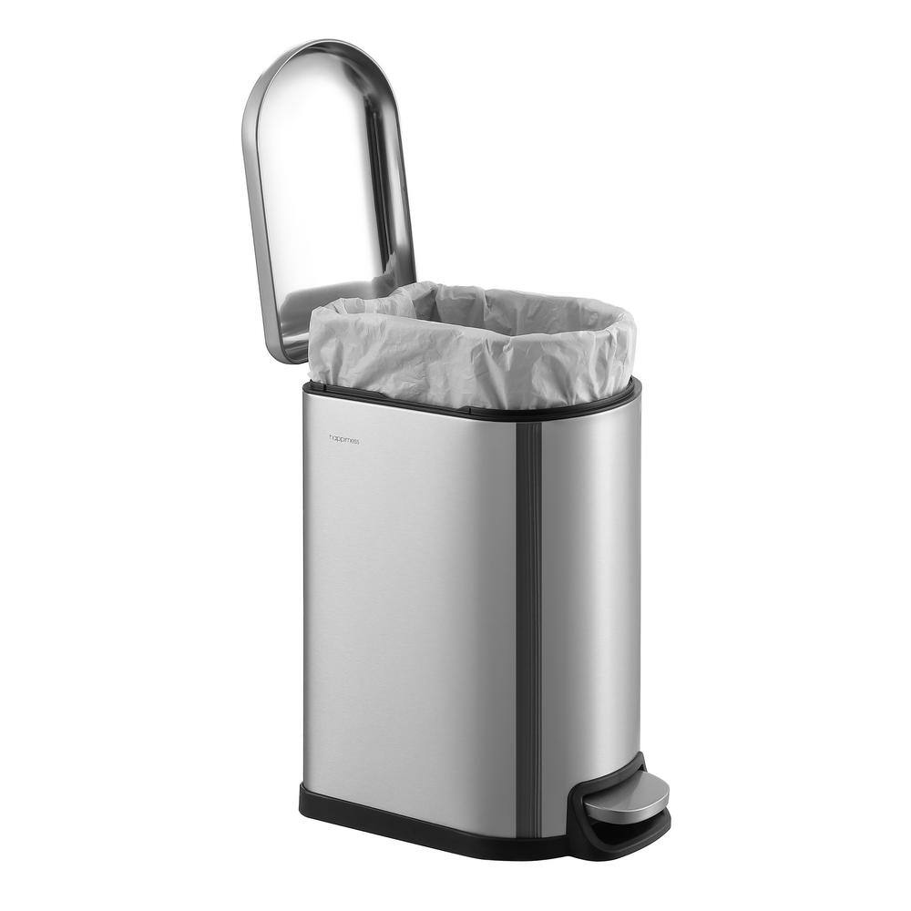 Roland Mini Stainless Steel Step-Open Trash Can, 2.6-Gallon, Chrome Finish