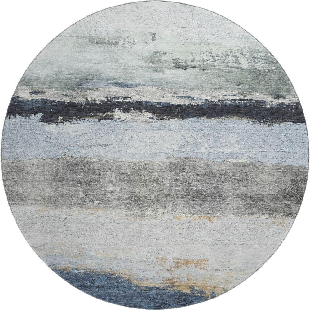 Mayfield Premium Machine Washable Abstract AMF2169 Blue 8 ft. x 8 ft. Round Rug price history on PriceWatchPro