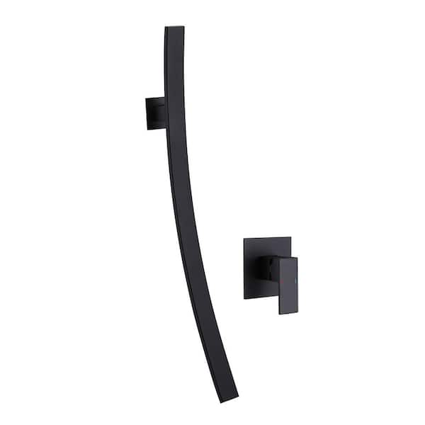 Tomfaucet Modern Single-Handle Wall Mounted Bathroom Faucet in Matte Black