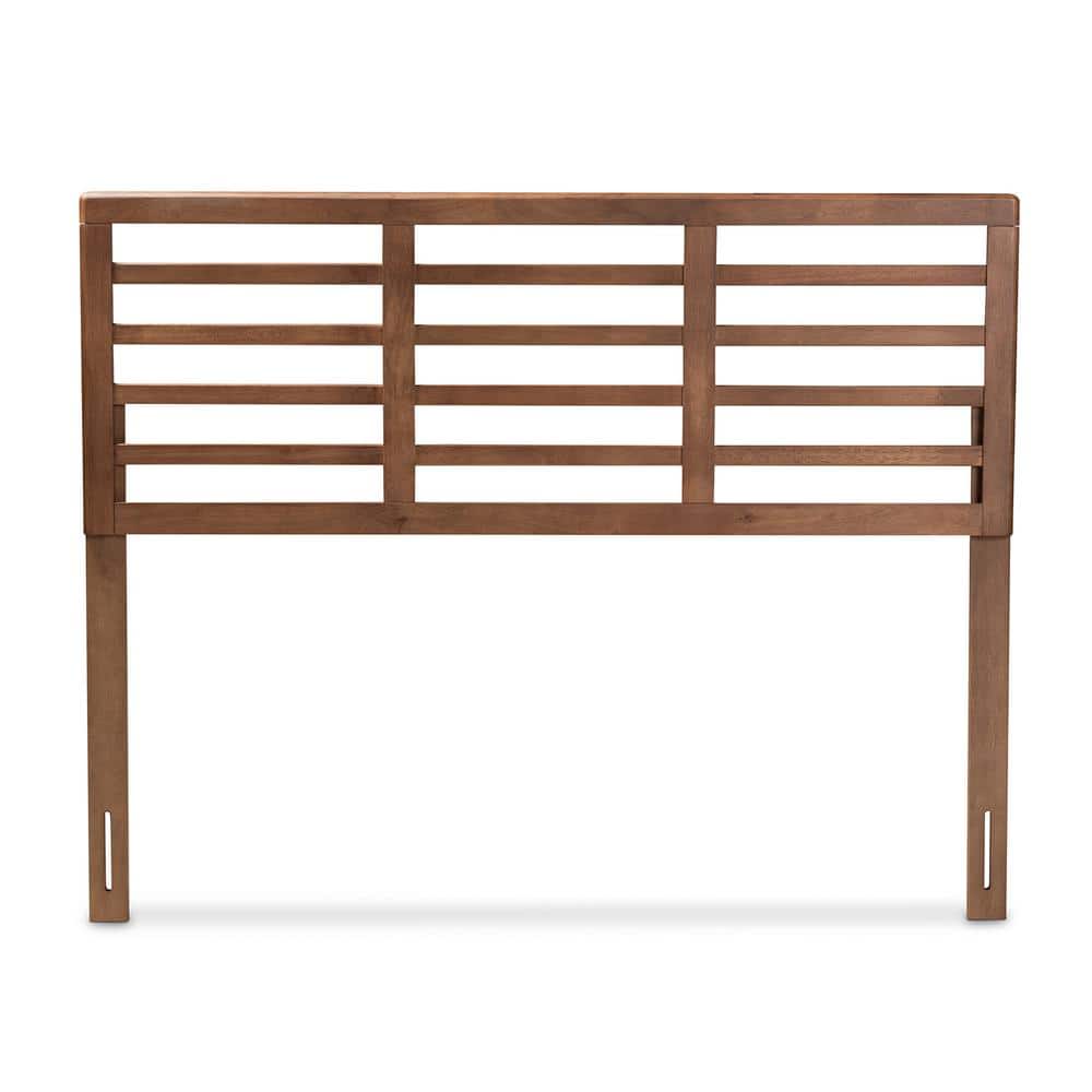 Walnut Brown Full Size Wood Slat Headboard