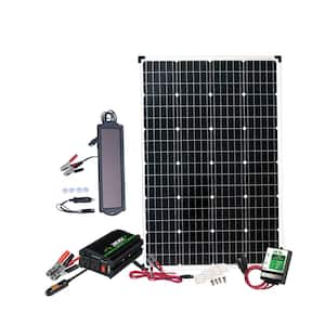 110-Watt Complete Solar Power Kit with Bonus 1.5-Watt Solar Trickle Charger, Black Off Grid System