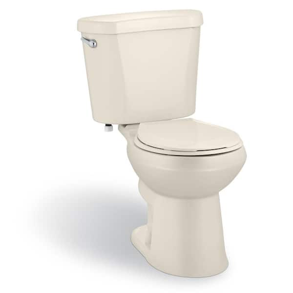 Glacier Bay 2-Piece 1.28 GPF High Efficiency Single Flush Round Toilet in Bone, Seat Included