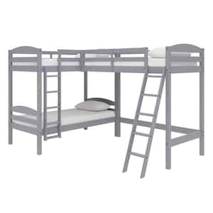 Lottie Gray Wood Triple Twin Size Bunk Bed