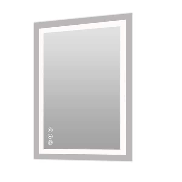 Unbranded 20 in. W x 28 in. H Rectangular Frameless Wall Mount Anti-Fog Dimmable Lighted Bathroom Vanity Mirror in Silver
