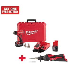 M18 18V Lithium-Ion Cordless Compact Heat Gun and M12 Soldering Iron Kit with 2-Batteries, Charger, Hard Case