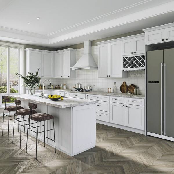 Sinber 23.5 in. W x 96 in. D x 0.5 in. H in White Shaker Kitchen