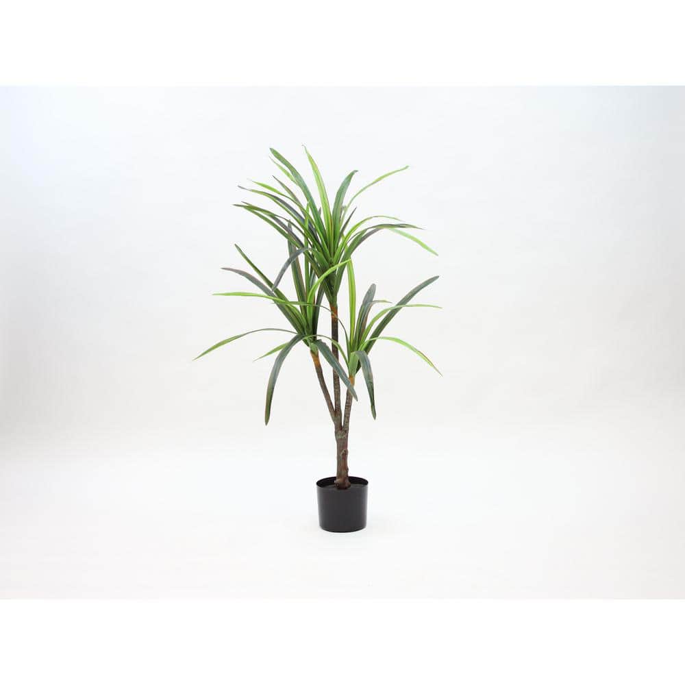 42 in. Green Artificial Yucca Succulent Plant in Black Drop in Pot