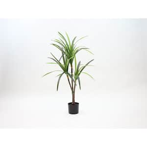 68 in. The Mod Greenhouse Green Artificial Agave Tree in Black Pot Filler  Base