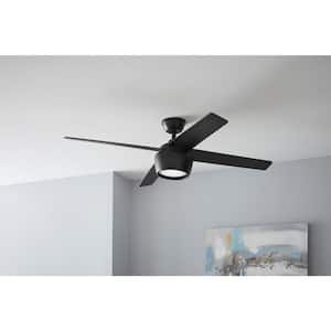 Havenstone 52 in. Integrated LED Indoor Matte Black Ceiling Fan with Light and Remote Control