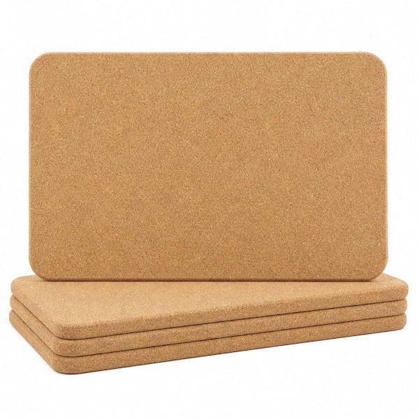 4-Piece 12 in. x 7 in. Rectangle High Density Fine Particle Thick Cork Trivets for Hot Dishes