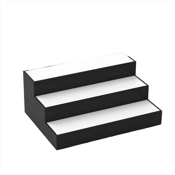 6.3 in. x 15.8 in. 3-Tier 12-Bottle LED Lighted Liquor Wood Rack Stand Tray for Home Bar Decor