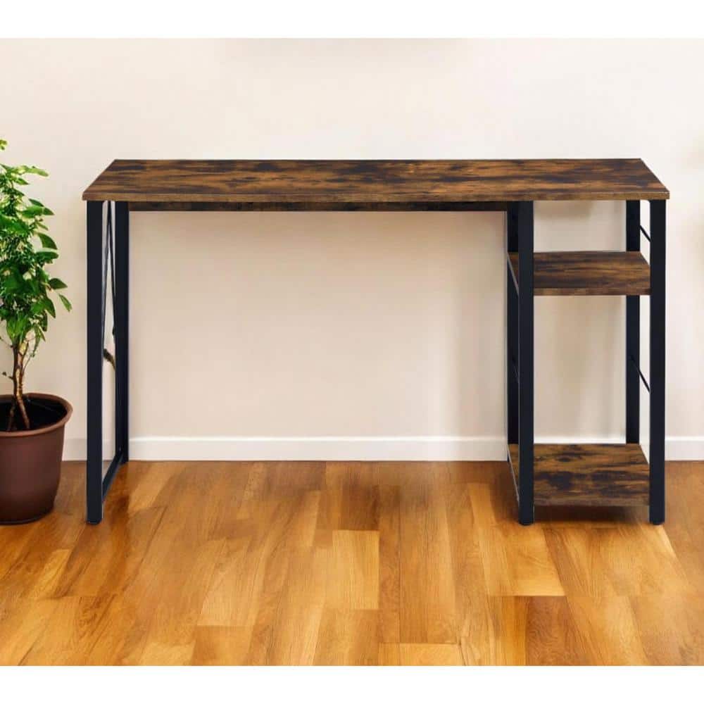 47 in. Rectangular Brown Metal 0-Drawer Computer Desks