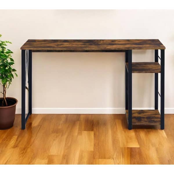 47 in. Rectangular Brown Metal 0-Drawer Computer Desks
