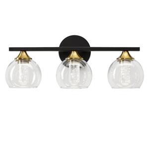 KAISITE 22.4 in. 3-Light Black and Gold Bathroom Vanity Light with