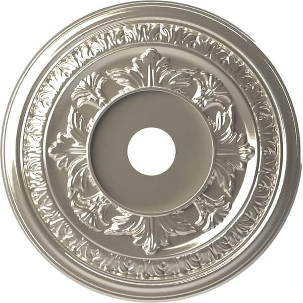 Ekena Millwork 22" OD x 3-1/2" ID x 1" P Baltimore Thermoformed PVC Ceiling Medallion (Fits Canopies up to 7-3/4"), Bright Coat Chrome