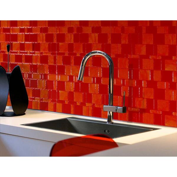 smart tiles Tango Ruby 11.55 in. x 9.64 in. Peel and Stick Mosaic Decorative 3D Gel-O Tile Backsplash in Orange and Red
