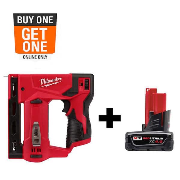 M12 12-Volt Lithium-Ion Cordless 3/8 in. Crown Stapler with 4.0 Ah M12 Battery