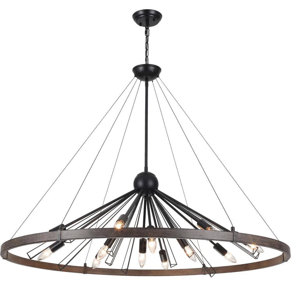 LWYTJO 12-Light Black/Brown Dimmable Farmhouse Sputnik Sphere ...