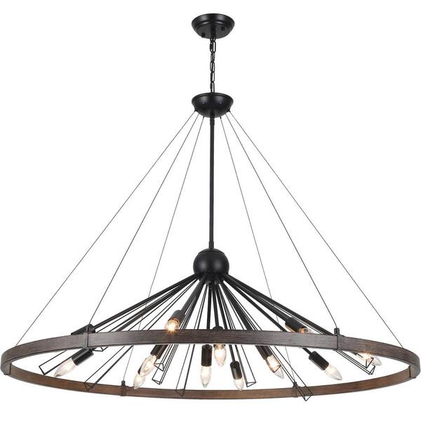 LWYTJO 12-Light Black/Brown Dimmable Farmhouse Sputnik Sphere ...