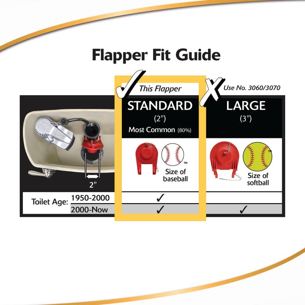 Universal Red Rubber Toilet Flapper with Stainless Steel Chain