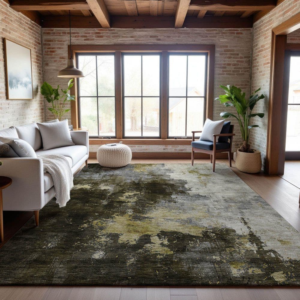 Mayfield Premium Machine Washable Abstract AMF1072 Brown 5 ft. x 7 ft. 6 in. Area Rug price history on PriceWatchPro