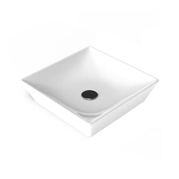 WS Bath Collections Fly 3040 Glossy White Ceramic Square Vessel Sink